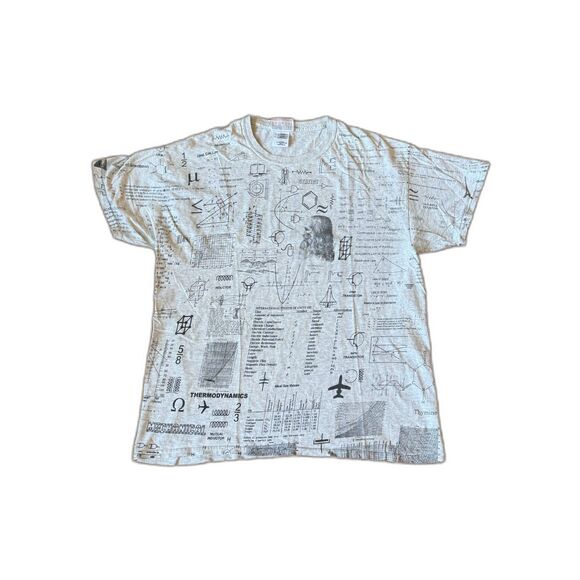 VINTAGE COMPUTER GEAR SCIENCE FORMULA ALL OVER PRINT T-SHIRT LARGE - Picture 1 of 7